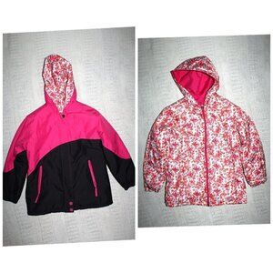 Turbine Hailey Reversible Girls jacket Size L Color Block & Floral Insulated